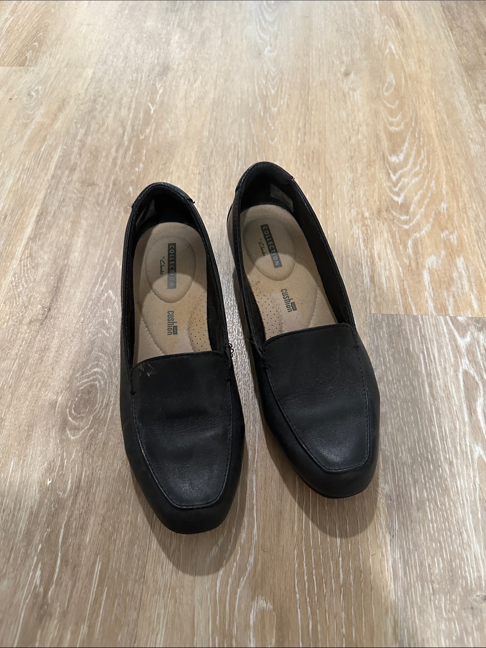 Clarks Black Leather Slip-On Loafers